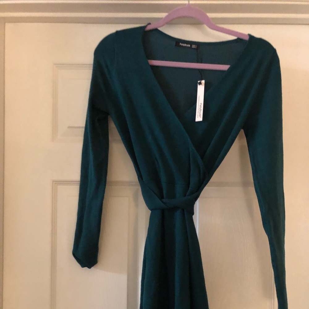 PattyBoutik V Neck Dress Faux Wrap Dress